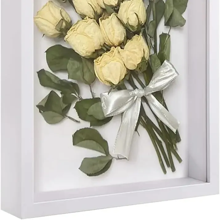Modern 3D Filled White Wood Photo Frame Decorative Frame for Filling Brand Flower Souvenirs