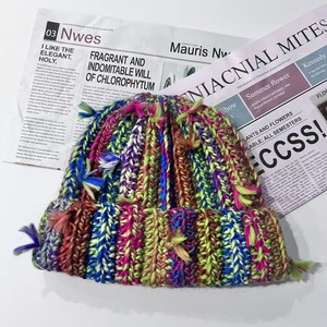 Gorro de Invierno Cálido <span class=keywords><strong>para</strong></span> <span class=keywords><strong>Mujer</strong></span>, <span class=keywords><strong>Tejido</strong></span> <span class=keywords><strong>a</strong></span> Mano con Hilo de Colores en Contraste, Estilo Tie-Dye, con Diseño de Arcoíris Coreano - Product Image 4
