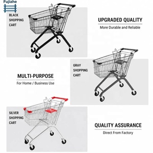 60L Metal <strong>Shopping</strong> Cart Zinc-Plated Supermarket Grocery <strong>Trolley</strong> with Silent PVC Wheels and Child Seat for Retail - Product Image 5