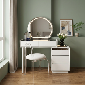 Modern Makeup Vanity Table <b>With</b> <b>Lighted</b> <b>Mirror</b> Storage Desk For Bedroom Furniture - Product Image 4