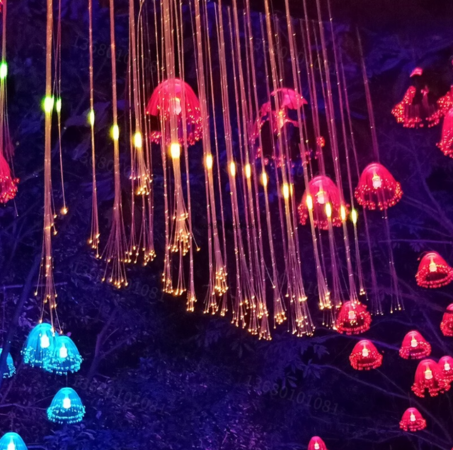 Wholesale Hotel Decoration Pendant Light Fiber Optic Lights Jellyfish Lamp