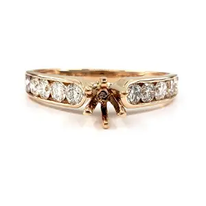 Lüks elmas doğal solitaire yüzük katı 18k 14k beyaz altın yarı asmalı yüzük ayarları elmas düğün ve nişan için