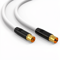Câble coaxial blanc mâle-femelle RedStar24 de 1 m avec connecteur IEC, gaine en PVC et blindage tressé pour radio DVB-T/T2