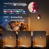 Lampe murale LED sans fil à détecteur de mouvement RGB rechargeable par USB, motif ours de dessin animé, pour décoration intérieure, escalier et chevet