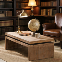 Table basse rectangulaire en bois de chêne naturel, style mid-century, table de salon, table à thé pour appartement