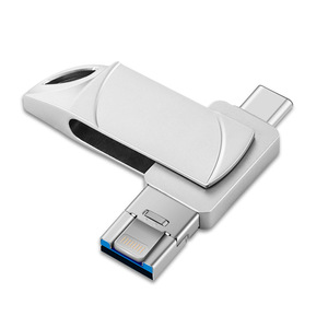 Unidad Flash USB Original OTG 3 <span class=keywords><strong>en</strong></span> 1, Pendrive Metálico Giratorio de 128 GB para iPhone Tipo C o PC Móvil, <span class=keywords><strong>Compartir</strong></span> o Transferir Archivos al Instante - Product Image 3