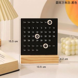 Calendrier de bureau en bois avec logo personnalisé, cadeau promotionnel écologique pour le bureau, planificateur quotidien et mensuel, cadeaux d'entreprise personnalisables - Product Image 2