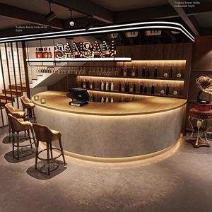 طاولة بار خشبية حديثة مستديرة للاستقبال في المنزل والفنادق والمراكز التجارية وخدمات الطعام - يموتانغ - Product Image 4