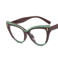 7727 Lunettes à monture rétro par fabricant Rivet oeil de chat noir et blanc avec matériau optique anti-lumière bleue en PC