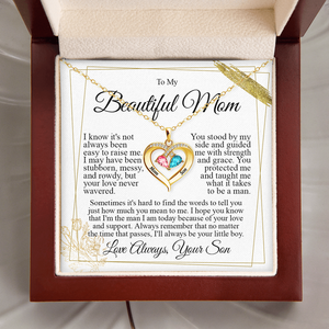 Collier pendentif classique en cuivre en forme de cœur « Maman et Fils » avec carte personnalisée – Cadeau de la fête des Mères de la part de son fils - Product Image 5