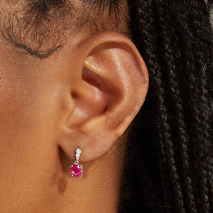 Boucles d'oreilles pendantes délicates CANNER en argent sterling 925 avec zircon rubis, plaquées or 18 carats, couleur rouge rosé, pour femme - Product Image 5