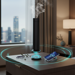 Diffuseur d'arômes intelligent en alliage d'aluminium sans eau, cylindre de brume, rechargeable, base de charge Qi, parfum, hôtel, maison, français - Product Image 2