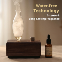 Diffuseur d'aromathérapie sans eau en bois massif, effet flamme de cheminée, décoration d'intérieur
