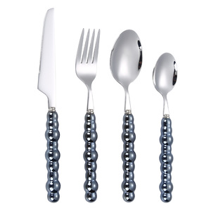 Đa-màu muỗng dao kéo thép không gỉ dao nĩa muỗng thép không gỉ Set vàng bạc gốm xử lý kim loại Flatware Set - Product Image 5
