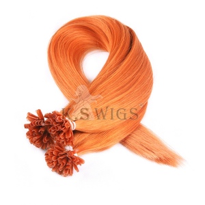 Extensions à pointe en U K.SWIGS couleur orange vif, 100% cheveux humains Remy, adhérence invisible à la kératine, durables et légères, pour usage personnel - Product Image 5