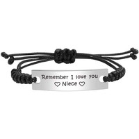 Bijoux en acier inoxydable Bracelets de barre gravés personnalisés Bracelet en corde réglable avec logo personnalisé