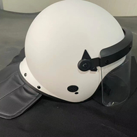 Casque tactique blanc en ABS avec visière transparente en PC, résistant aux impacts, anti-émeute, avec protection du cou