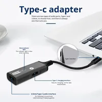 Adaptateur USB C vers USB C 60W avec prise audio 3,5 mm et USB-C, charge rapide PD et convertisseur DAC pour téléphone portable, neuf