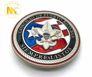 Hot selling round boy scout design anti silver soft enamel men's buckle belt buckle