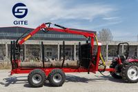 Remorque en bois de bûches forestière avec grappin de grue
