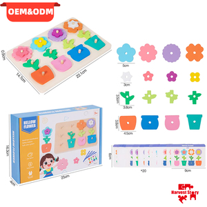Rompecabezas de Flores Montessori, Juego de Cartas de Combinación de Formas, Bloques Coloridos, Tableros, Juguetes Educativos para Niños y Niñas - Product Image 1