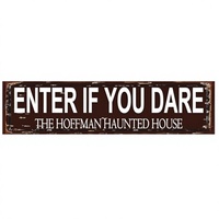 Plaque murale vintage en métal vieilli pour Halloween, décoration de maison hantée, pour porche, 16 x 4 pouces