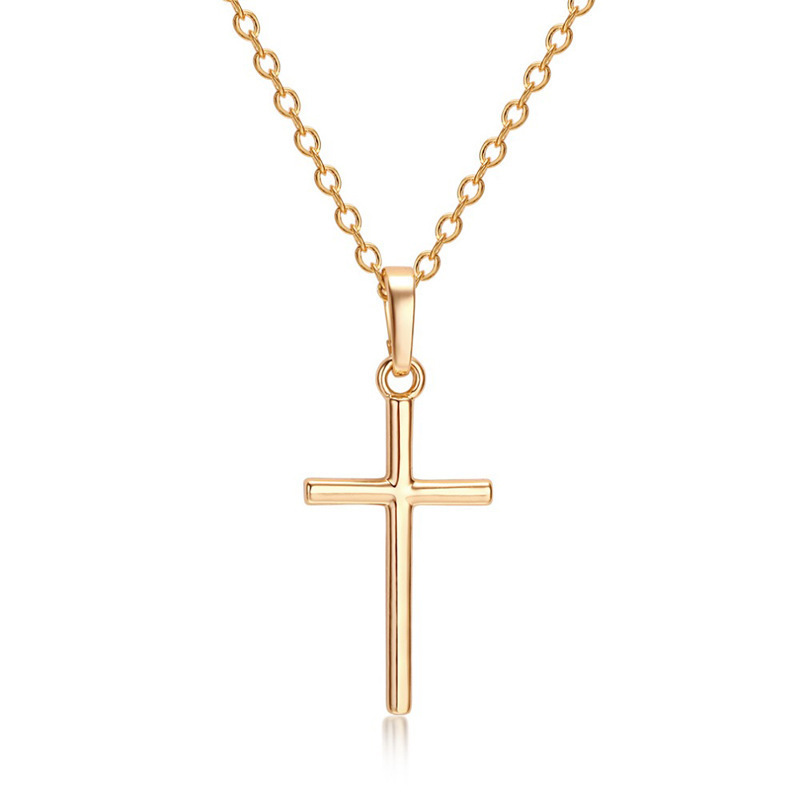 Collana Uomo Donna Con Ciondolo Crocifisso Bicolore Placcato Oro 14k E Catena Figaro 20'' - Foto 4