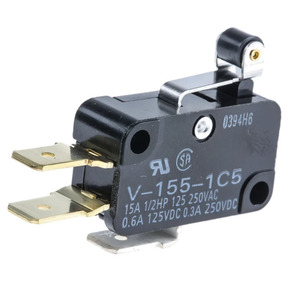 Micro-interrupteur de fin de course V-155-1A5 V-155-1C25 V-156-1C25 V-152-1C25 à levier articulé, à broche, à plongeur, 3 broches, bornes à vis - Product Image 3