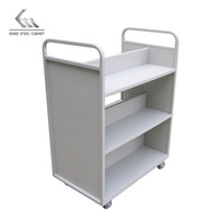 Chariot de livre Double face en métal en forme de W, chariot sur roulettes, 3 niveaux, bibliothèque, littéraire, chariot Mobile, chariot pour documents et bureau