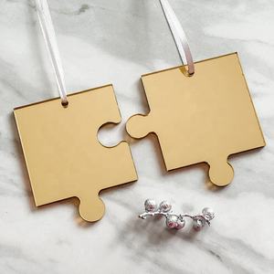 Mr &amp; Mrs Wedding <strong>Baubles</strong> Jigsaw Piece Tree Decorations <strong>Engagement</strong> Couple Gifts 1st Christmas Married Ornaments - Product Image 5