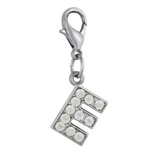 Ciondolo con lettera E in argento e cristallo per la creazione di gioielli e accessori - Product Image 1