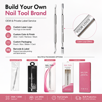 Pousse-cuticules double extrémité en acier inoxydable avec logo personnalisé, grattoir nettoyeur d'ongles, outil de manucure et pédicure pour salon, vente en gros
