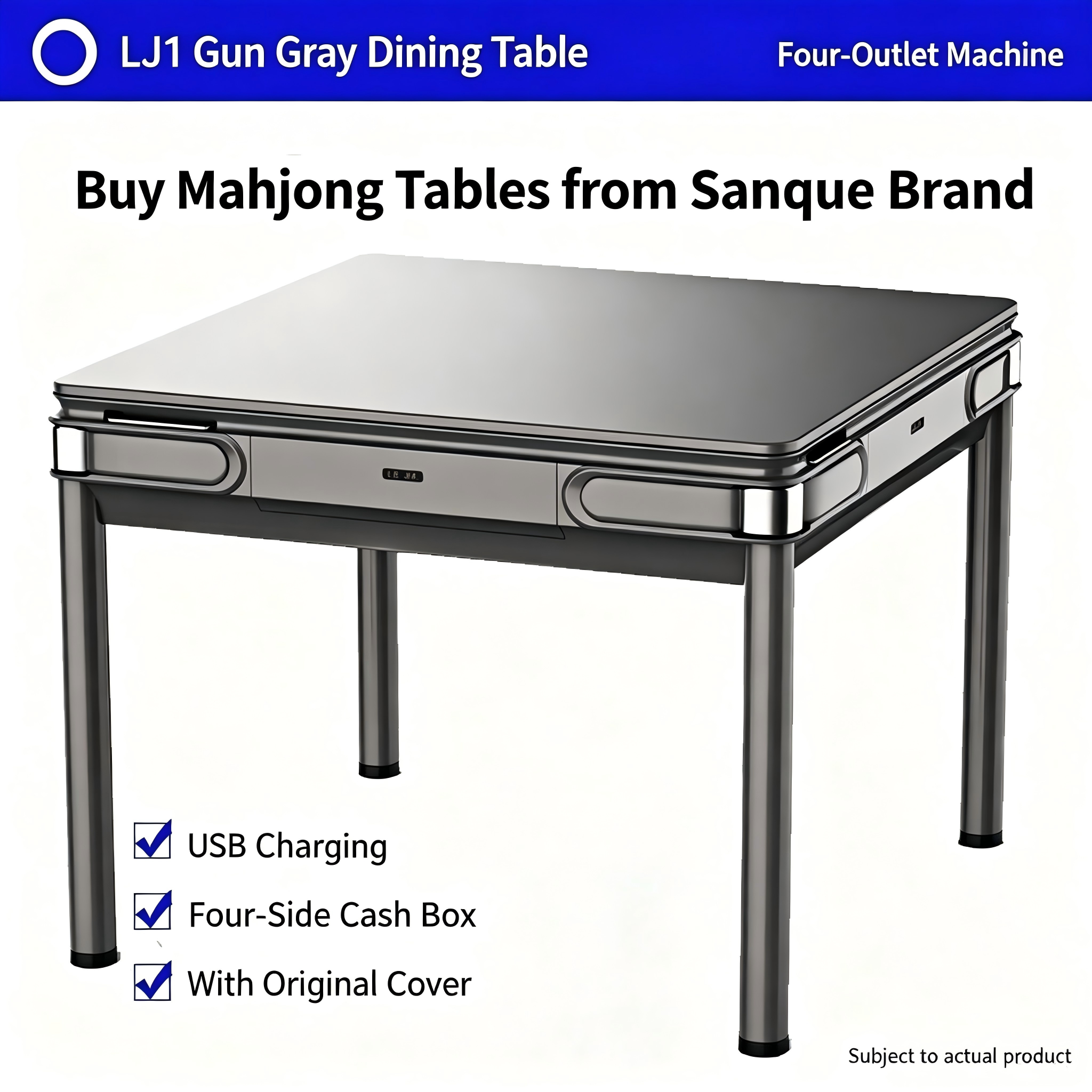 Dining Table LJ1 - Gunmetal Gray (Four-Seat)