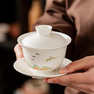 Juego de té de porcelana de Jade gordo de cordero Premium, tetera de cerámica blanca con tazas Gaiwan, caja de regalo de elaboración casera - Product Image 4