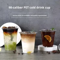 Gobelet jetable transparent 500 ml pour thé au lait, thé au citron, café, boissons froides, à emporter pour café, avec couvercle, logo personnalisé, vente en gros