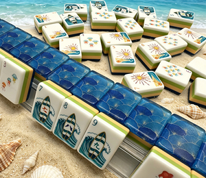 Nouvel ensemble de tuiles de mahjong américaines de luxe, gravées en acrylique, 4 couches, 160 tuiles, thème Océan, design original, vente en gros - Product Image 1