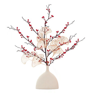 Fleurs de mariage, baies rouges, fleurs artificielles en soie 85cm, décoration de fruits porte-bonheur pour la décoration de la salle de mariage - Product Image 5