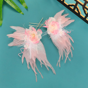 Nouvelle pince à cheveux perforée, design original, motif queue de phénix rose et papillon, pour maquillage et coiffure faits main, séance photo, et jupe style « visage de cheval » - Product Image 1