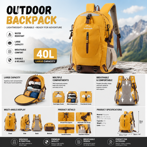 <span class=keywords><strong>Sac</strong></span> à dos en nylon grande capacité pour l'extérieur avec port USB et doublure en polyester pour le voyage, l'escalade, la <span class=keywords><strong>randonnée</strong></span> et les sports - Product Image 4