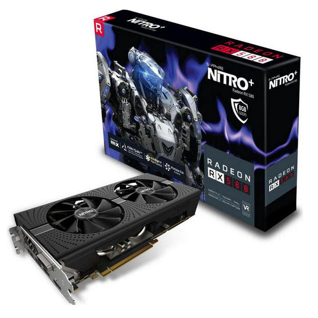 Used Nitro+ RX580 8GB GPU Graphics Card Dual DVI-D/Dual VGA Coolant Fan for Desktop Compatible RTX 4090 RTX 3060M RTX 30
