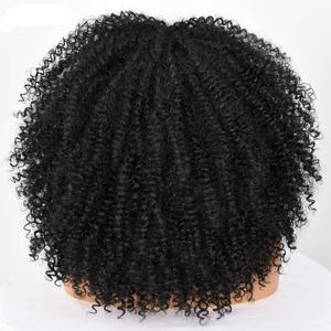Perruque Afro Bouclée avec Frange <span class=keywords><strong>Noire</strong></span>, Synthétique, Sans Colle, Faite à la Machine, en Fibre, Cheveux Frisés et Volumineux, Perruques Bouclées pour Femmes Noires - Product Image 3