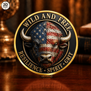 Moneta Commemorativa Personalizzata all'Ingrosso, Motivo Aquila e Bandiera Americana 'Difendere la Nostra Nazione', Moneta da Collezione in Ferro - Product Image 2