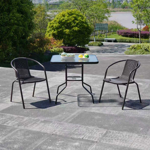Hot Selling Outdoor Patio Diameter 80cm Iron Plate Tempered Water Wave Glass Ripple Pattern Square Garden <b>Table</b> - Product Image 4