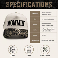 Gorra de Béisbol Personalizada de 5 Paneles, con Logotipo Bordado en 3D, Estilo Trucker, Visera Curva Ajustable, Cierre a Presión, 100% Algodón
