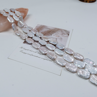 Collier de perles d'eau douce baroques carrées plates de grande taille, perles carrées de 15-20 mm pour la fabrication de bijoux faits main, vente en gros en vrac