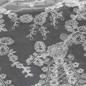 Erkoumi <span class=keywords><strong>blanc</strong></span> luxe broderie paillettes suisse Voile dentelle garnitures pour robe de mariée accessoires Lingeries ensembles robes - Product Image 3