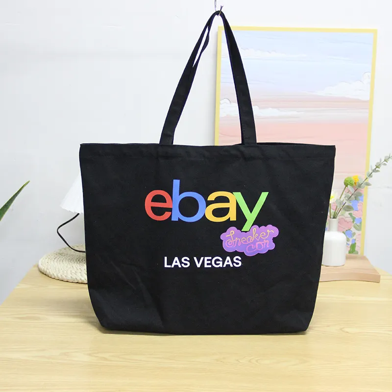 Custom Print Canvas Shoulder Shopping Bag Cotton Cloth Tote Shopper Bag Large Female Handbag