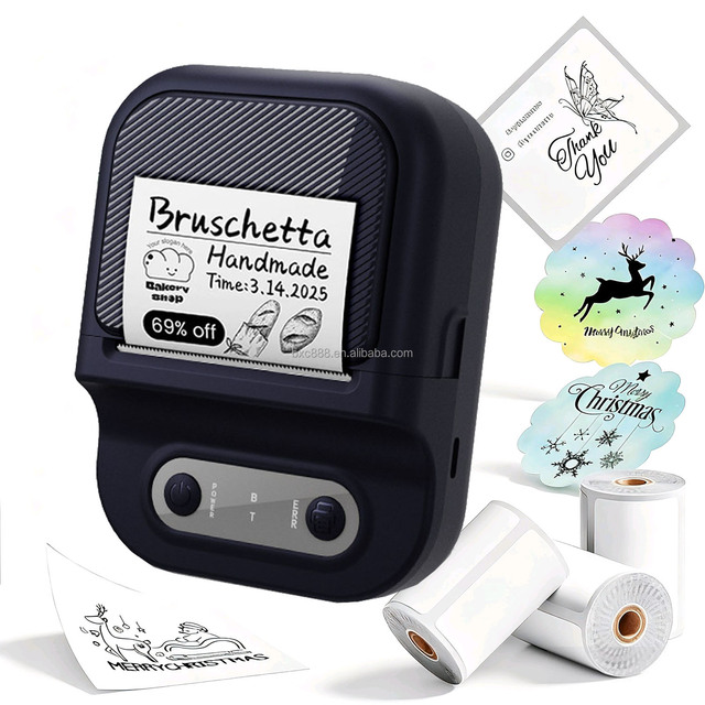 In Stock Blue Tooth 20-57mm Self-adhesive Label Sticker Printer Receipt Printer Portable Mini Printer Wireless Mobile Impresora