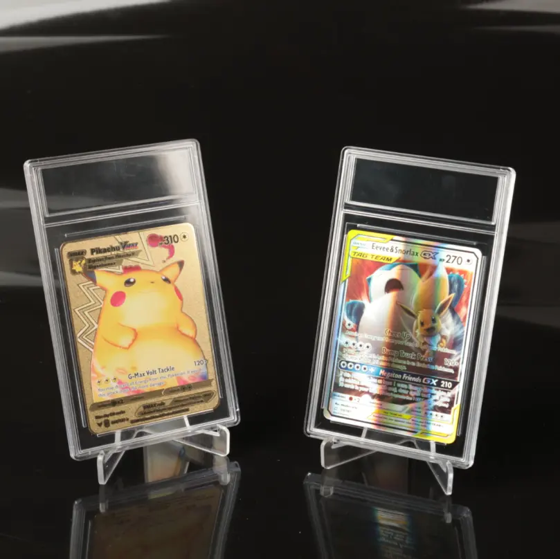 Vente chaude carte de bande dessinée dalle classement cartes à jouer étuis en acrylique dur étui de dalle de carte graduée en plastique