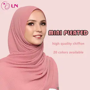 Высококачественный шифоновый хиджаб Lanna, шарф, ткани, хиджаб, поставщик шаль, мусульманский мини плиссированный хиджаб для Малайзии